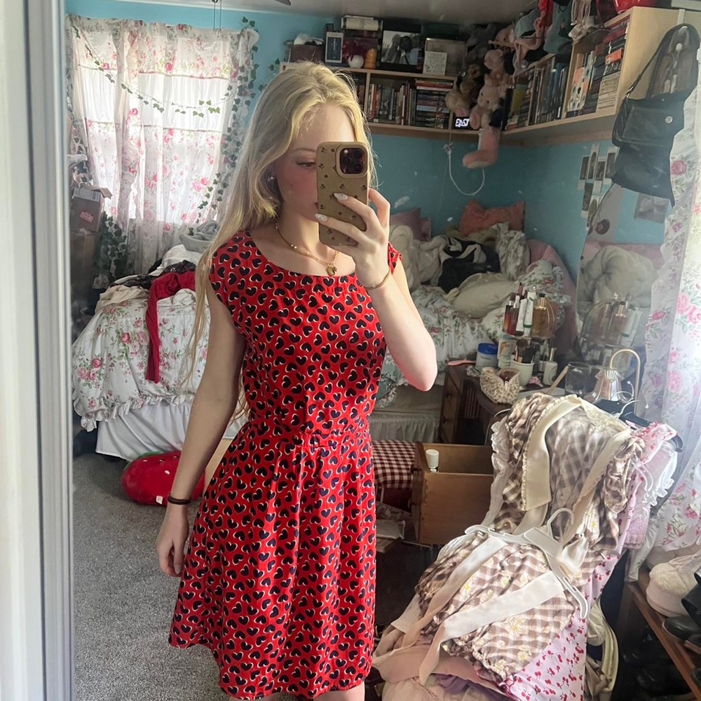 Stylish Red Patterned Dress